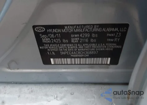 2012 Hyundai Sonata Se from USA, damaged, VIN 5NPEC4AC8CH368897